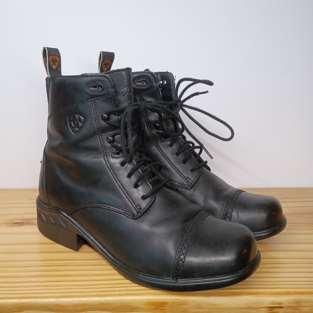 Ariat Scout Paddock Boots Lace-Up Black Leather Riding 4LR Women's Size 7.5 B